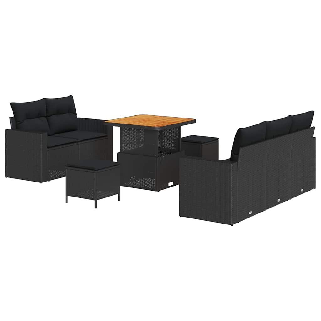8721288416735_wbg-an-m_en_hd_4 vidaXL Garden Sofa Set Height-Adjustable 8 pcs Black Poly Rattan - Image 2
