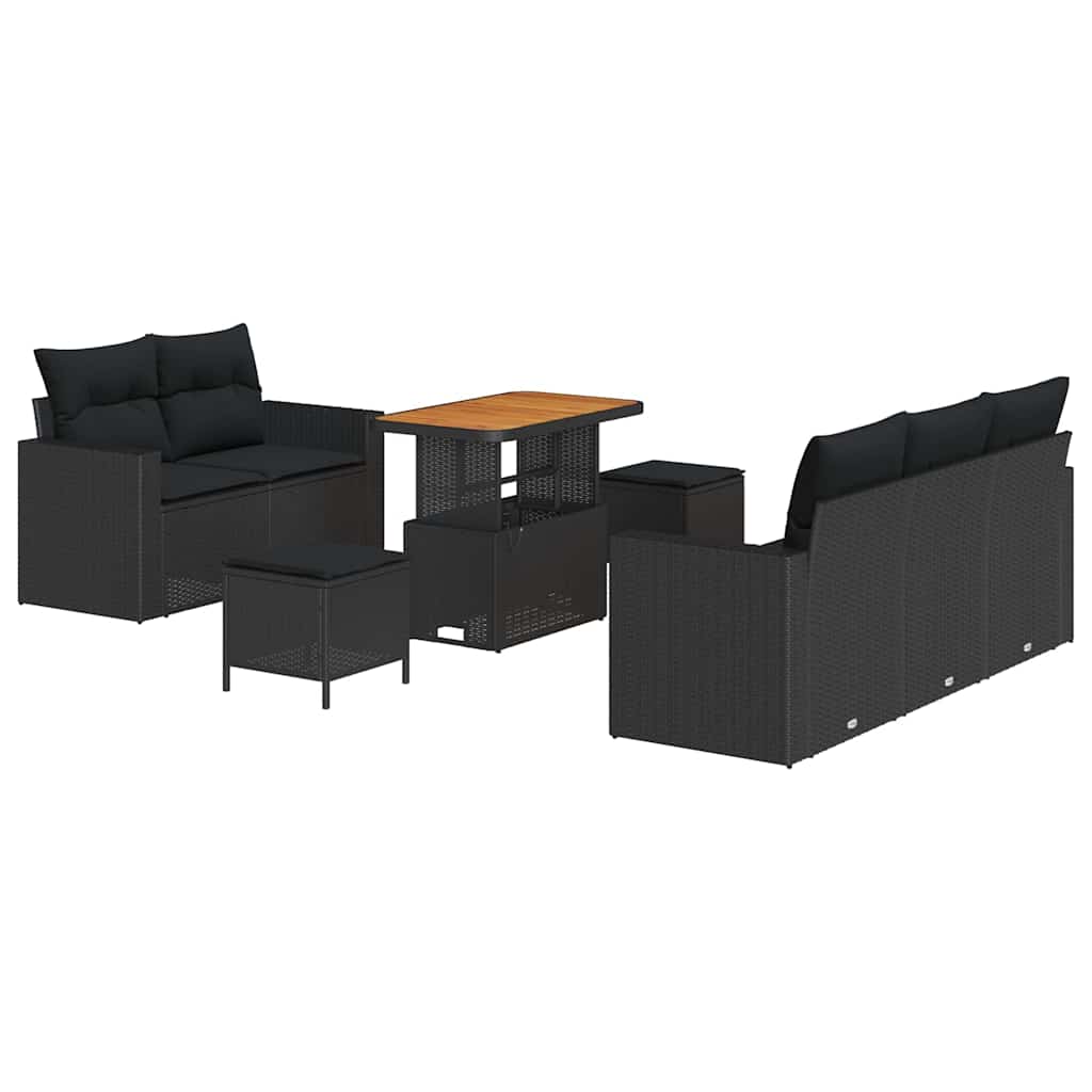 8721288416780_wbg-an-m_en_hd_4 vidaXL Garden Sofa Set Height-Adjustable 8 pcs Black Poly Rattan - Image 2