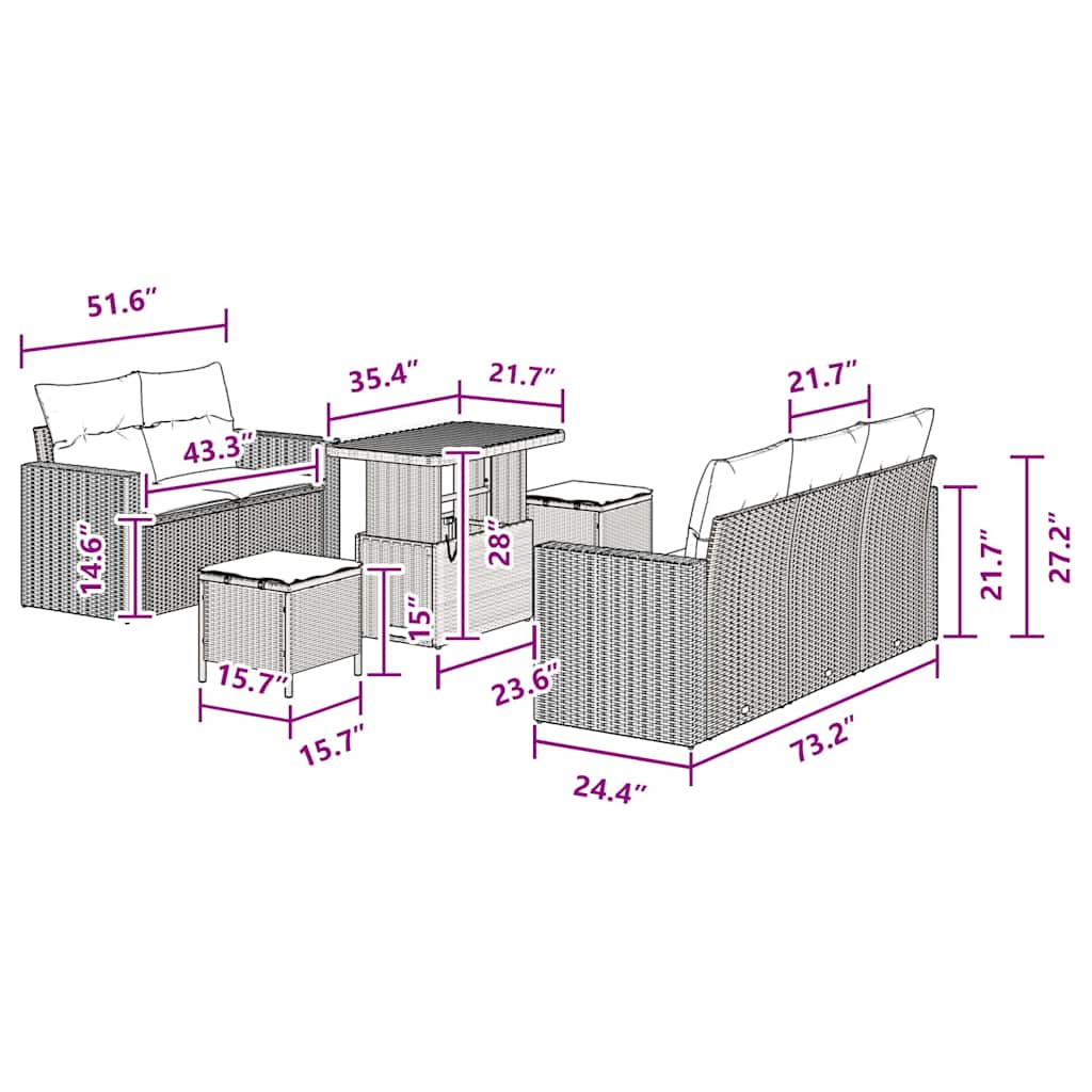 8721288416780_wbg-siz_en_hd_1 vidaXL Garden Sofa Set Height-Adjustable 8 pcs Black Poly Rattan - Image 9