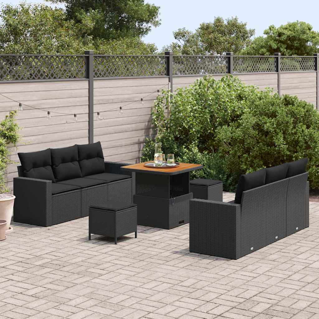 8721288416834_mo-im_en_hd_2 vidaXL Garden Sofa Set Height-Adjustable 9 pcs Black Poly Rattan - Image 3