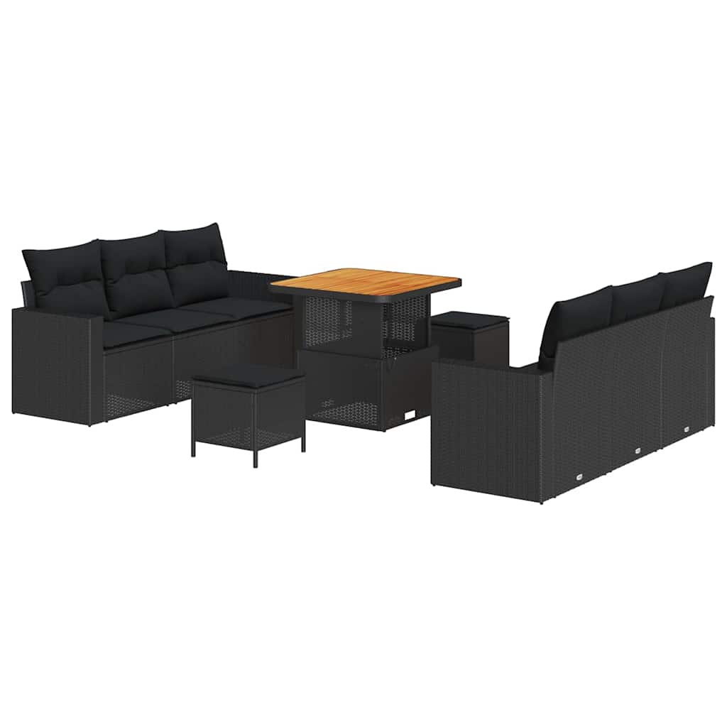 8721288416834_wbg-an-m_en_hd_4 vidaXL Garden Sofa Set Height-Adjustable 9 pcs Black Poly Rattan - Image 2
