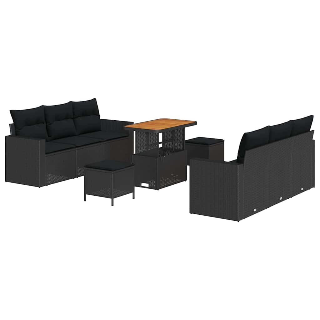 8721288416889_wbg-an-m_en_hd_4 vidaXL Garden Sofa Set Height-Adjustable 9 pcs Black Poly Rattan - Image 2