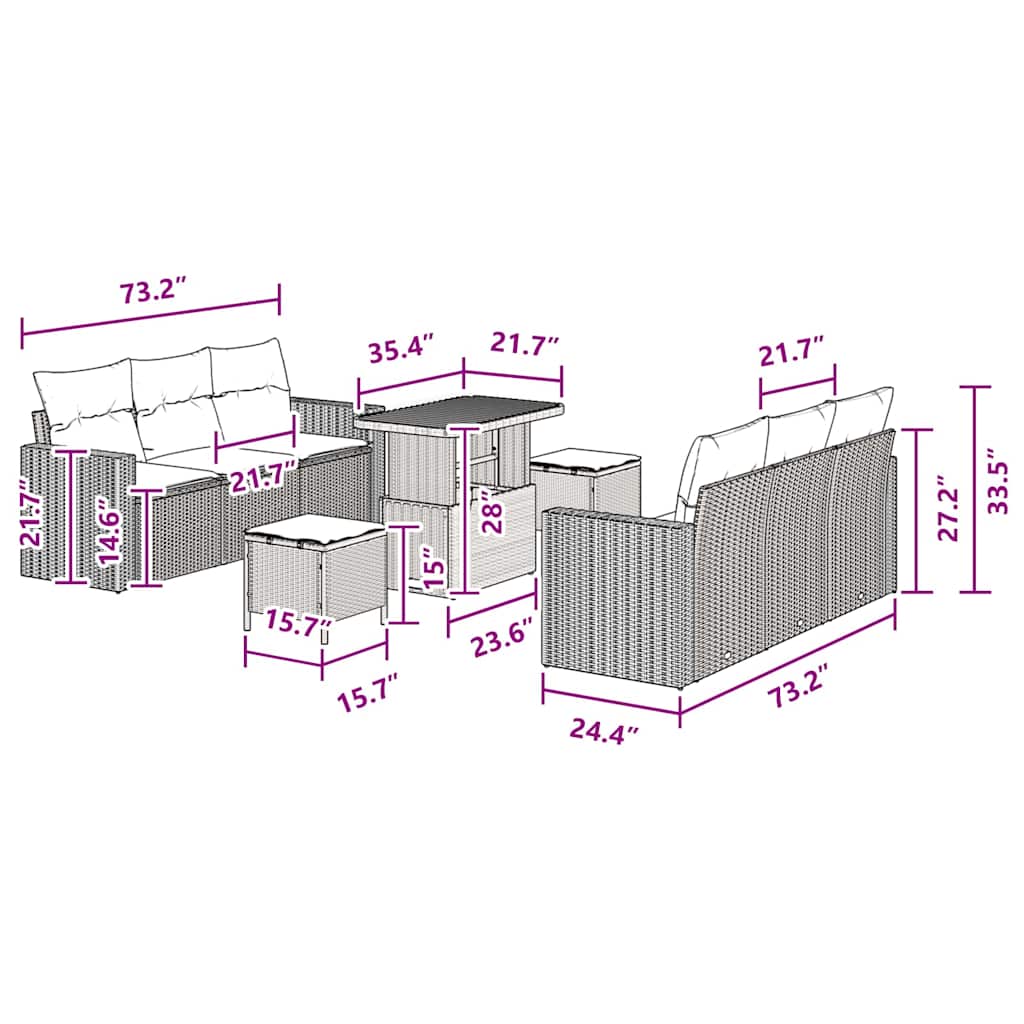 8721288416889_wbg-siz_en_hd_1 vidaXL Garden Sofa Set Height-Adjustable 9 pcs Black Poly Rattan - Image 9