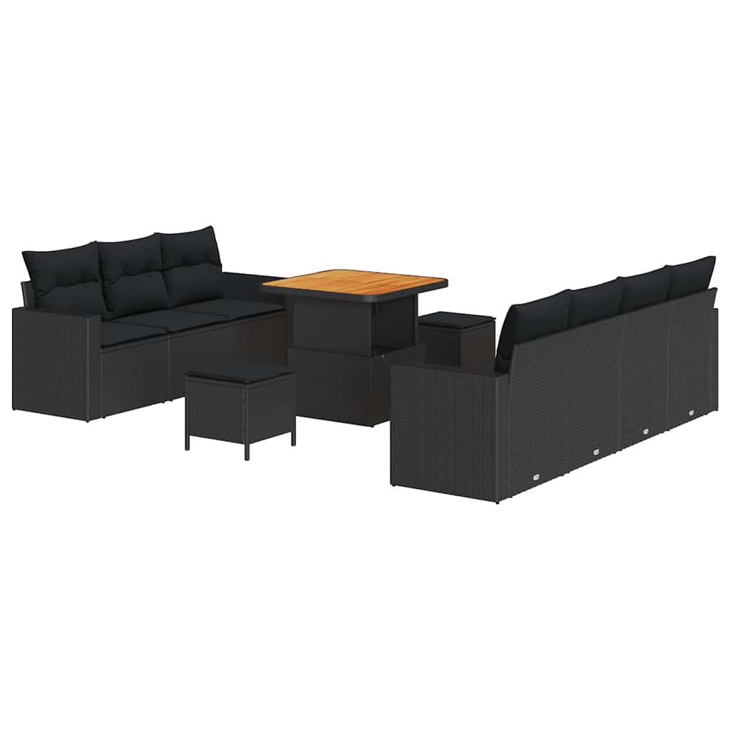 8721288416933_wbg-an-m_en_hd_4 vidaXL Garden Sofa Set Height-Adjustable 10 pcs Black Poly Rattan - Image 2