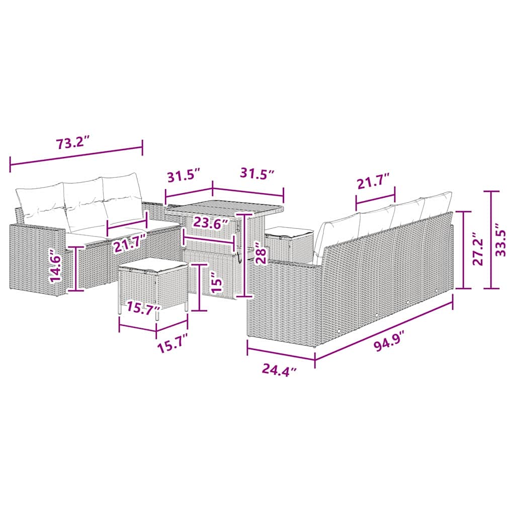8721288416933_wbg-siz_en_hd_1 vidaXL Garden Sofa Set Height-Adjustable 10 pcs Black Poly Rattan - Image 9