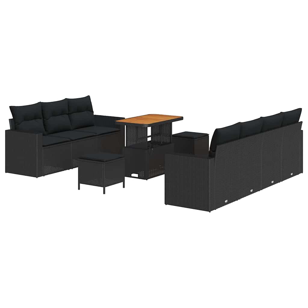 8721288416988_wbg-an-m_en_hd_4 vidaXL Garden Sofa Set Height-Adjustable 10 pcs Black Poly Rattan - Image 2