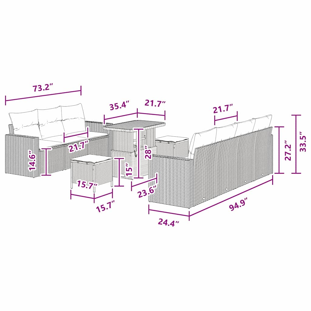 8721288416988_wbg-siz_en_hd_1 vidaXL Garden Sofa Set Height-Adjustable 10 pcs Black Poly Rattan - Image 9