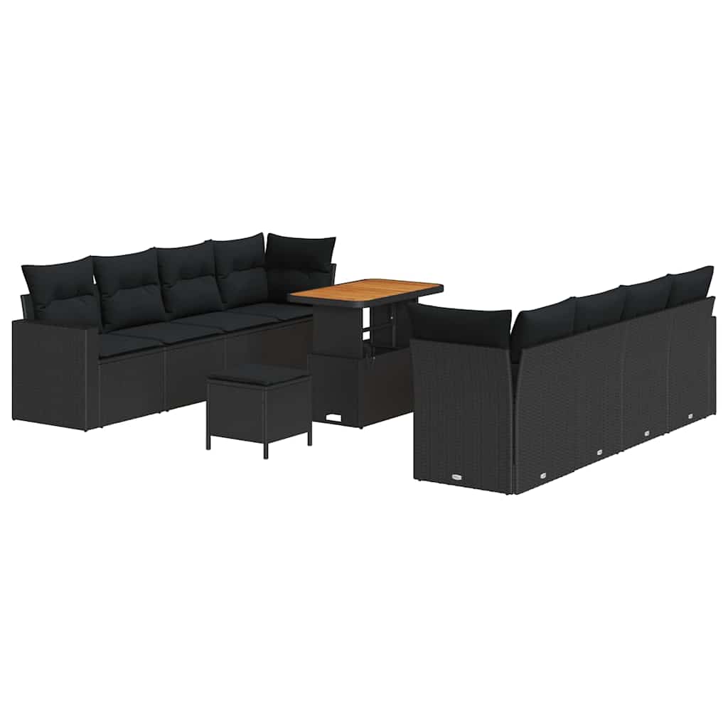 8721288417084_wbg-an-m_en_hd_5 vidaXL Garden Sofa Set Height-Adjustable 11 pcs Black Poly Rattan - Image 2