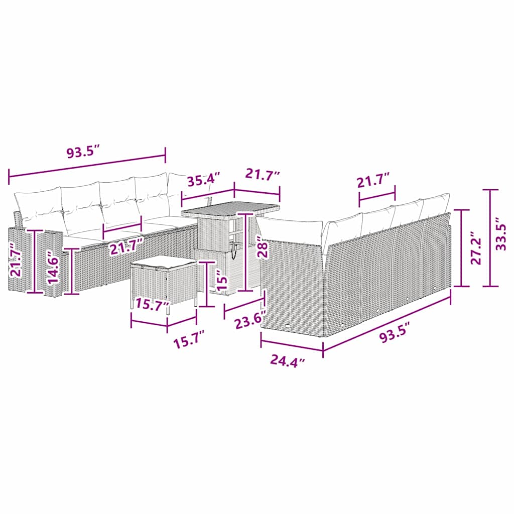 8721288417084_wbg-siz_en_hd_1 vidaXL Garden Sofa Set Height-Adjustable 11 pcs Black Poly Rattan - Image 10