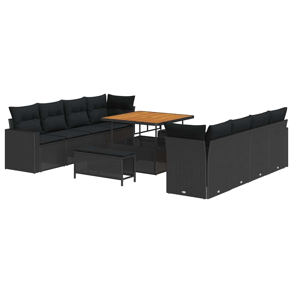 8721288417138_wbg-an-m_en_hd_5 vidaXL Garden Sofa Set Height-Adjustable 11 pcs Black Poly Rattan - Image 2