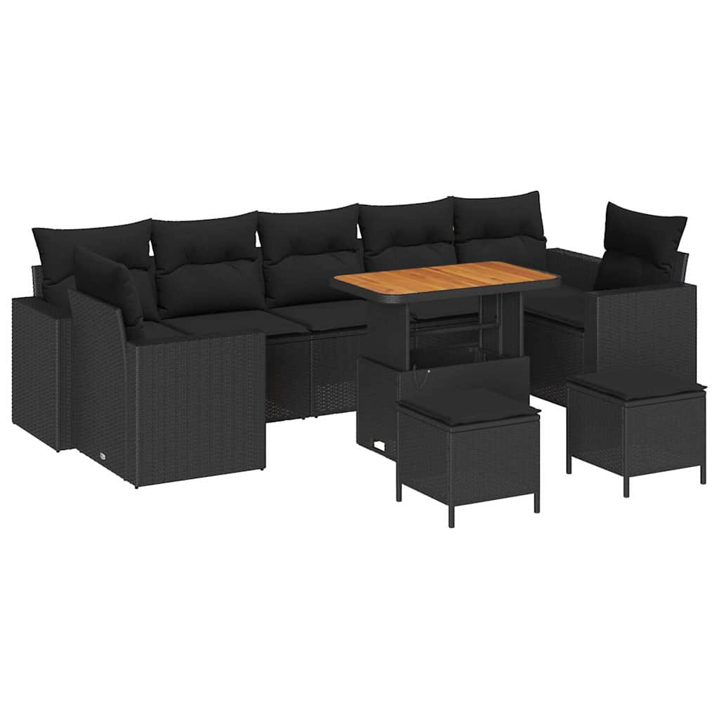 8721288417183_wbg-an-m_en_hd_4 vidaXL Garden Sofa Set Height-Adjustable 10 pcs Black Poly Rattan - Image 2