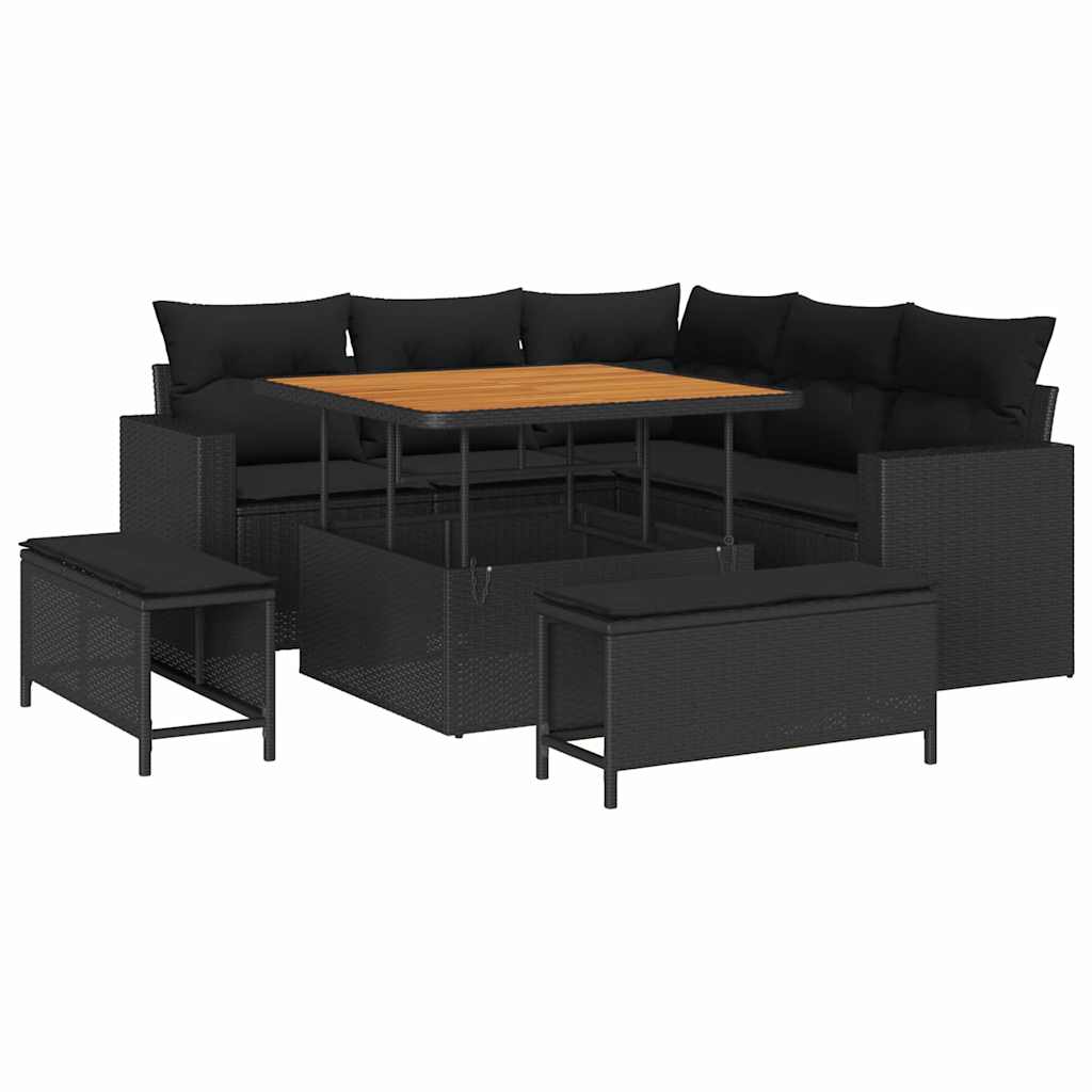 8721288417237_wbg-an-m_en_hd_5 vidaXL Garden Sofa Set Height-Adjustable 8 pcs Black Poly Rattan - Image 2
