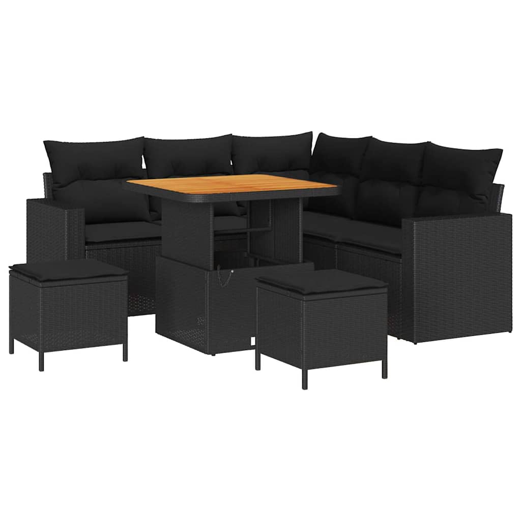 8721288417282_wbg-an-m_en_hd_5 vidaXL Garden Sofa Set Height-Adjustable 8 pcs Black Poly Rattan - Image 2