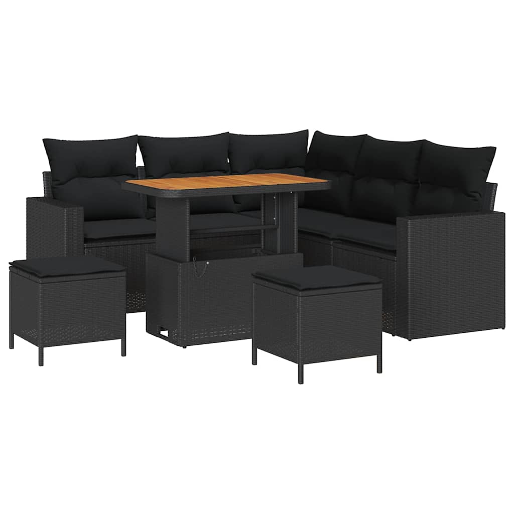 8721288417336_wbg-an-m_en_hd_5 vidaXL Garden Sofa Set Height-Adjustable 8 pcs Black Poly Rattan - Image 2