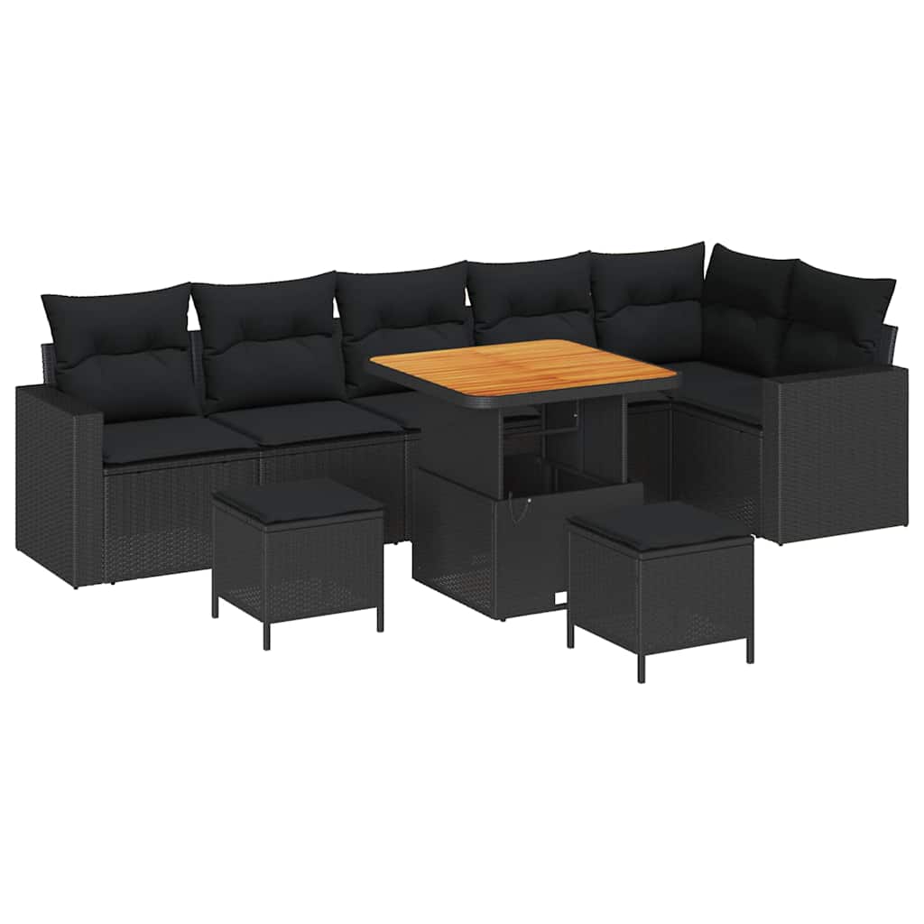 8721288417480_wbg-an-m_en_hd_5 vidaXL Garden Sofa Set Height-Adjustable 9 pcs Black Poly Rattan - Image 2