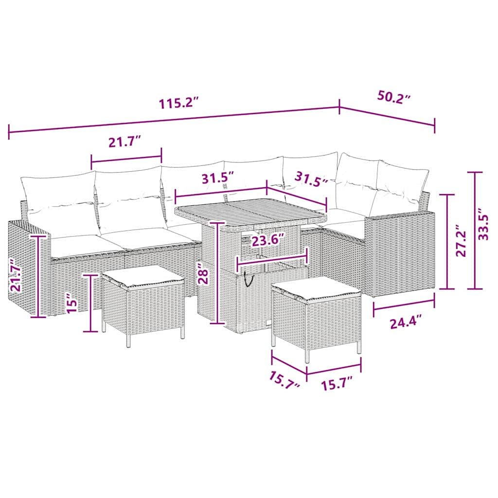 8721288417480_wbg-siz_en_hd_1 vidaXL Garden Sofa Set Height-Adjustable 9 pcs Black Poly Rattan - Image 10