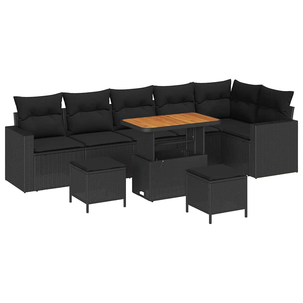 8721288417534_wbg-an-m_en_hd_5 vidaXL Garden Sofa Set Height-Adjustable 9 pcs Black Poly Rattan - Image 2