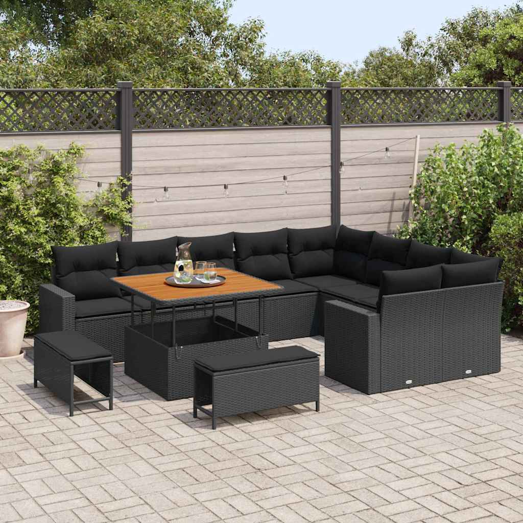 8721288417633_mo-im_en_hd_2 vidaXL Garden Sofa Set Height-Adjustable 12 pcs Black Poly Rattan - Image 3