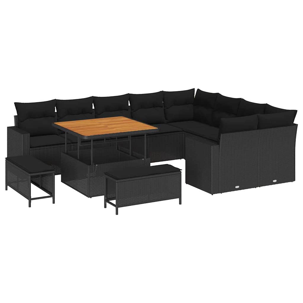 8721288417633_wbg-an-m_en_hd_5 vidaXL Garden Sofa Set Height-Adjustable 12 pcs Black Poly Rattan - Image 2