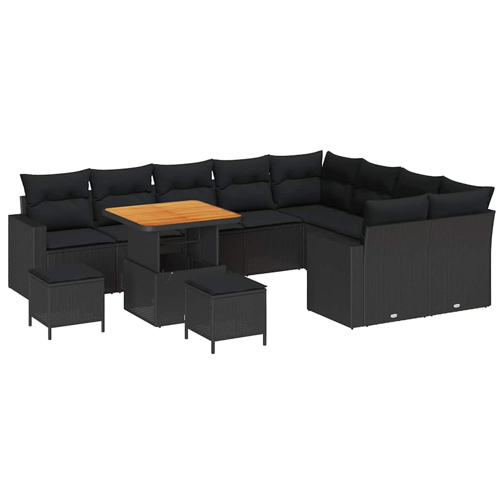 8721288417688_wbg-an-m_en_hd_5 vidaXL Garden Sofa Set Height-Adjustable 12 pcs Black Poly Rattan - Image 2