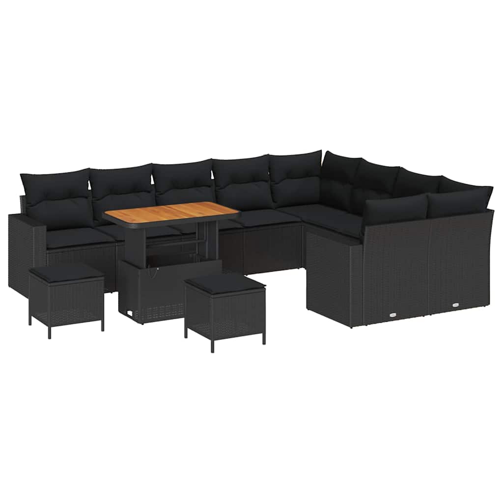 8721288417732_wbg-an-m_en_hd_5 vidaXL Garden Sofa Set Height-Adjustable 12 pcs Black Poly Rattan - Image 2