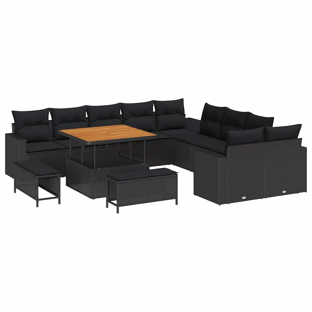 8721288417831_wbg-an-m_en_hd_4 vidaXL Garden Sofa Set Height-Adjustable 13 pcs Black Poly Rattan - Image 2