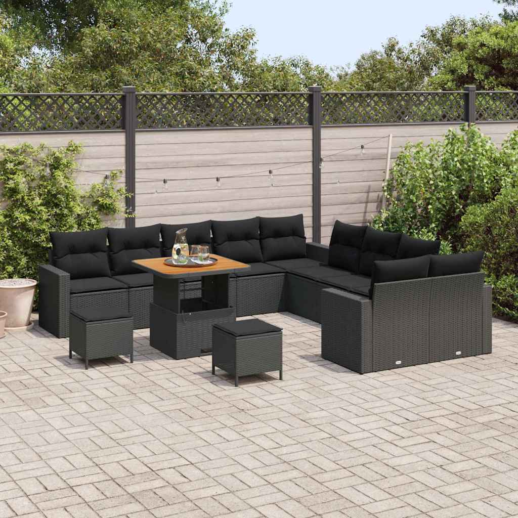 8721288417886_mo-im_en_hd_2 vidaXL Garden Sofa Set Height-Adjustable 13 pcs Black Poly Rattan - Image 3