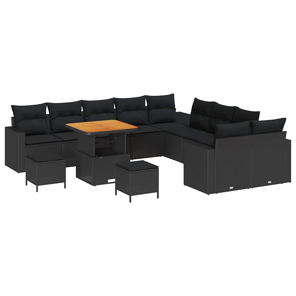 8721288417886_wbg-an-m_en_hd_4 vidaXL Garden Sofa Set Height-Adjustable 13 pcs Black Poly Rattan - Image 2