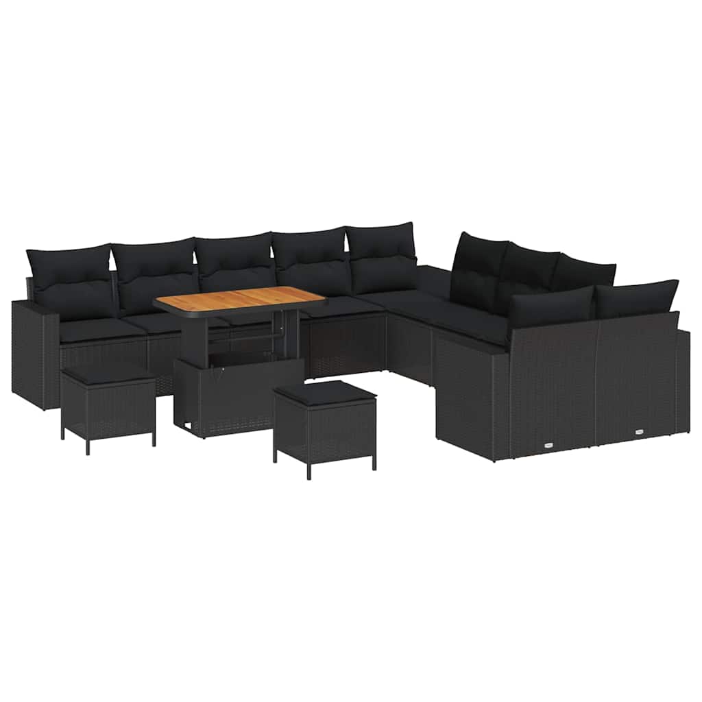 8721288417930_wbg-an-m_en_hd_4 vidaXL Garden Sofa Set Height-Adjustable 13 pcs Black Poly Rattan - Image 2