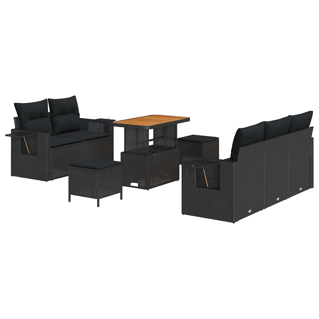 8721288418081_wbg-an-m_en_hd_4 vidaXL Garden Sofa Set Height-Adjustable 8 pcs Black Poly Rattan - Image 2