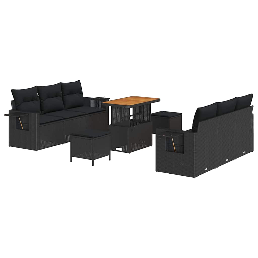 8721288418180_wbg-an-m_en_hd_4 vidaXL Garden Sofa Set Height-Adjustable 9 pcs Black Poly Rattan - Image 2