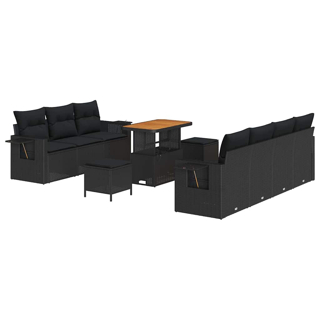 8721288418289_wbg-an-m_en_hd_4 vidaXL Garden Sofa Set Height-Adjustable 10 pcs Black Poly Rattan - Image 2