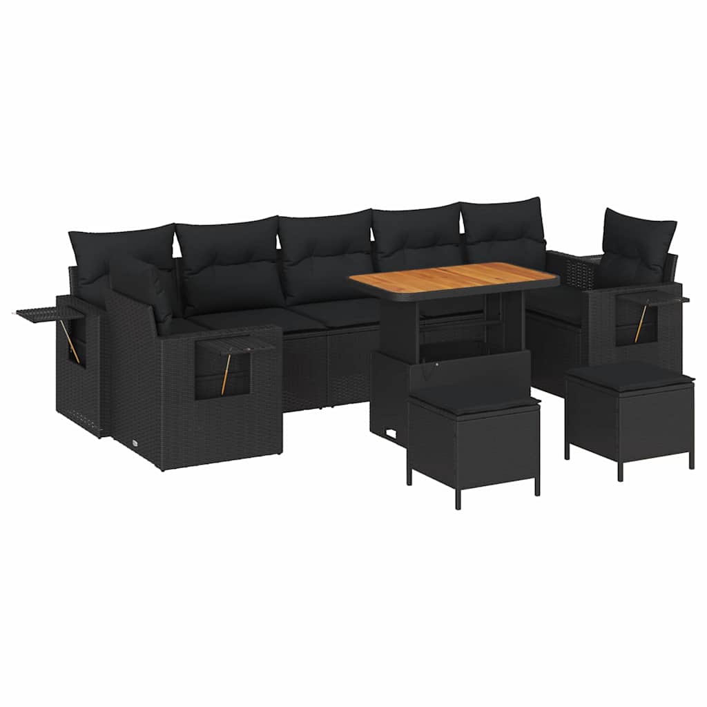 8721288418487_wbg-an-m_en_hd_4 vidaXL Garden Sofa Set Height-Adjustable 10 pcs Black Poly Rattan - Image 2