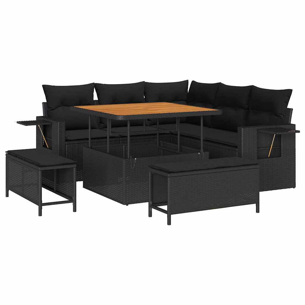 8721288418531_wbg-an-m_en_hd_5 vidaXL Garden Sofa Set Height-Adjustable 8 pcs Black Poly Rattan - Image 2