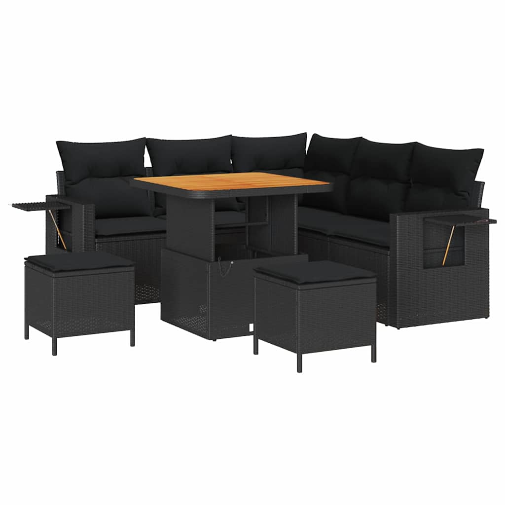 8721288418586_wbg-an-m_en_hd_5 vidaXL Garden Sofa Set Height-Adjustable 8 pcs Black Poly Rattan - Image 2
