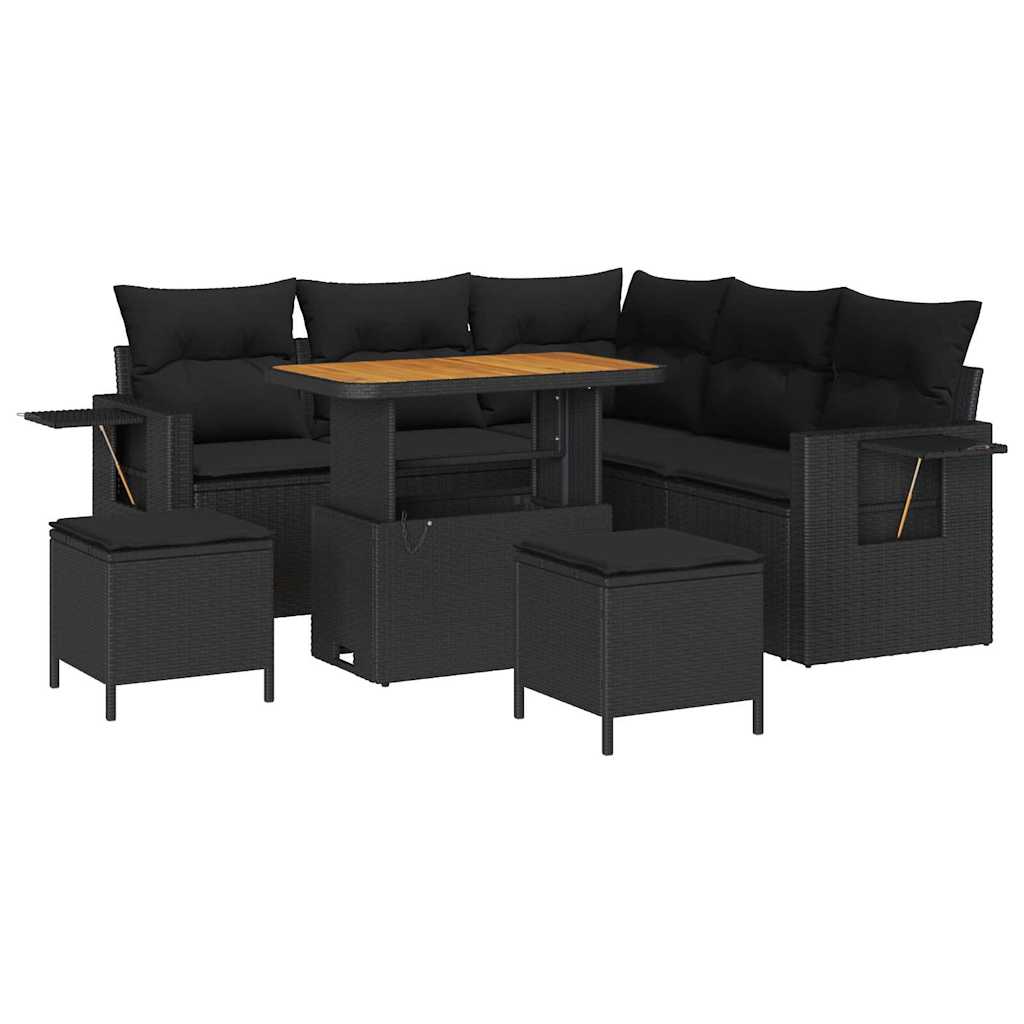 8721288418630_wbg-an-m_en_hd_5 vidaXL Garden Sofa Set Height-Adjustable 8 pcs Black Poly Rattan - Image 2