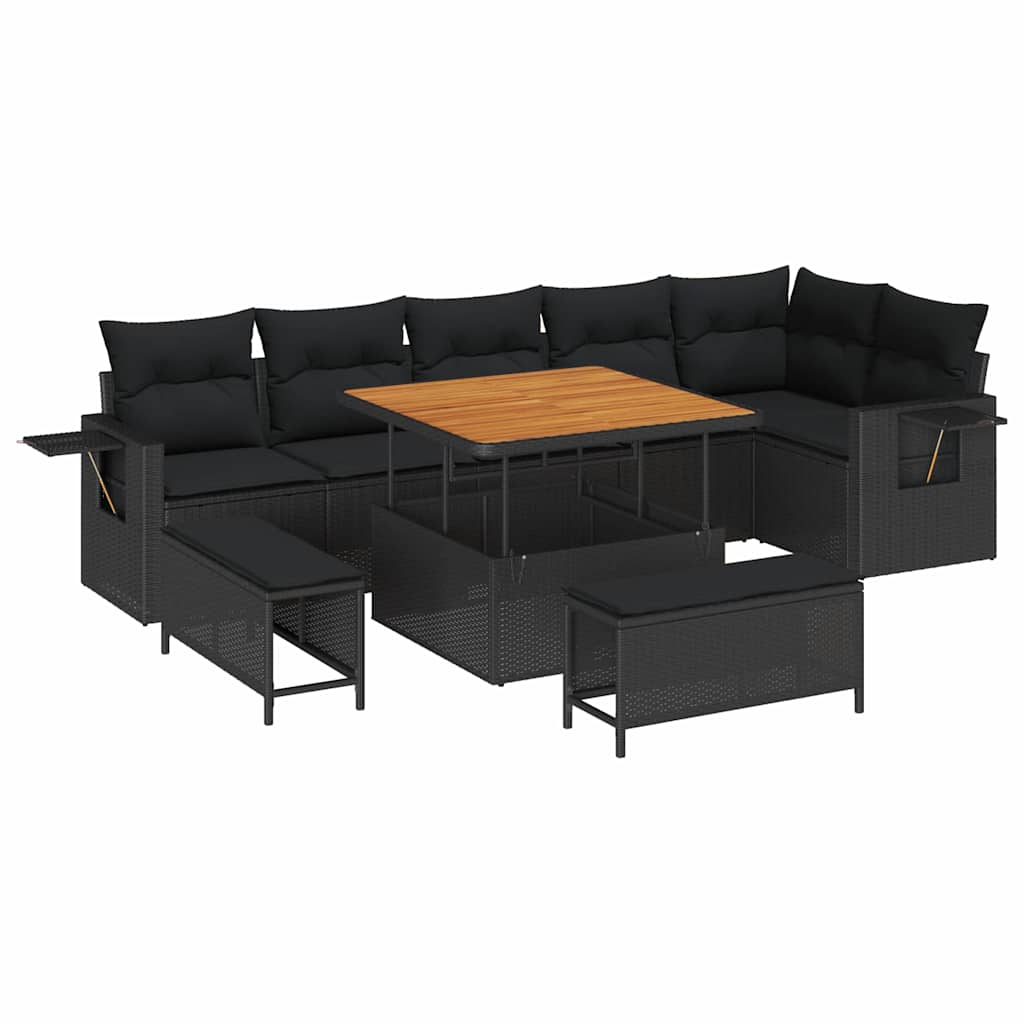 8721288418739_wbg-an-m_en_hd_5 vidaXL Garden Sofa Set Height-Adjustable 9 pcs Black Poly Rattan - Image 2