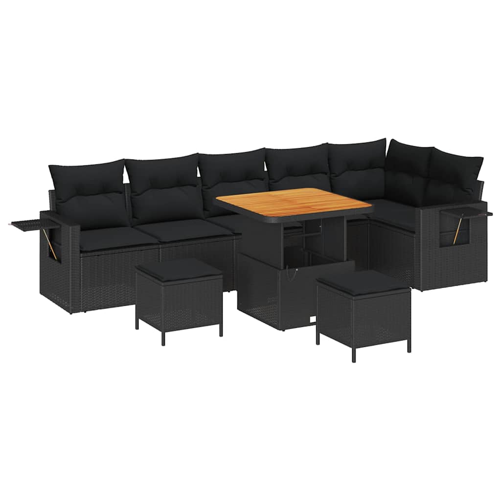 8721288418784_wbg-an-m_en_hd_5 vidaXL Garden Sofa Set Height-Adjustable 9 pcs Black Poly Rattan - Image 2