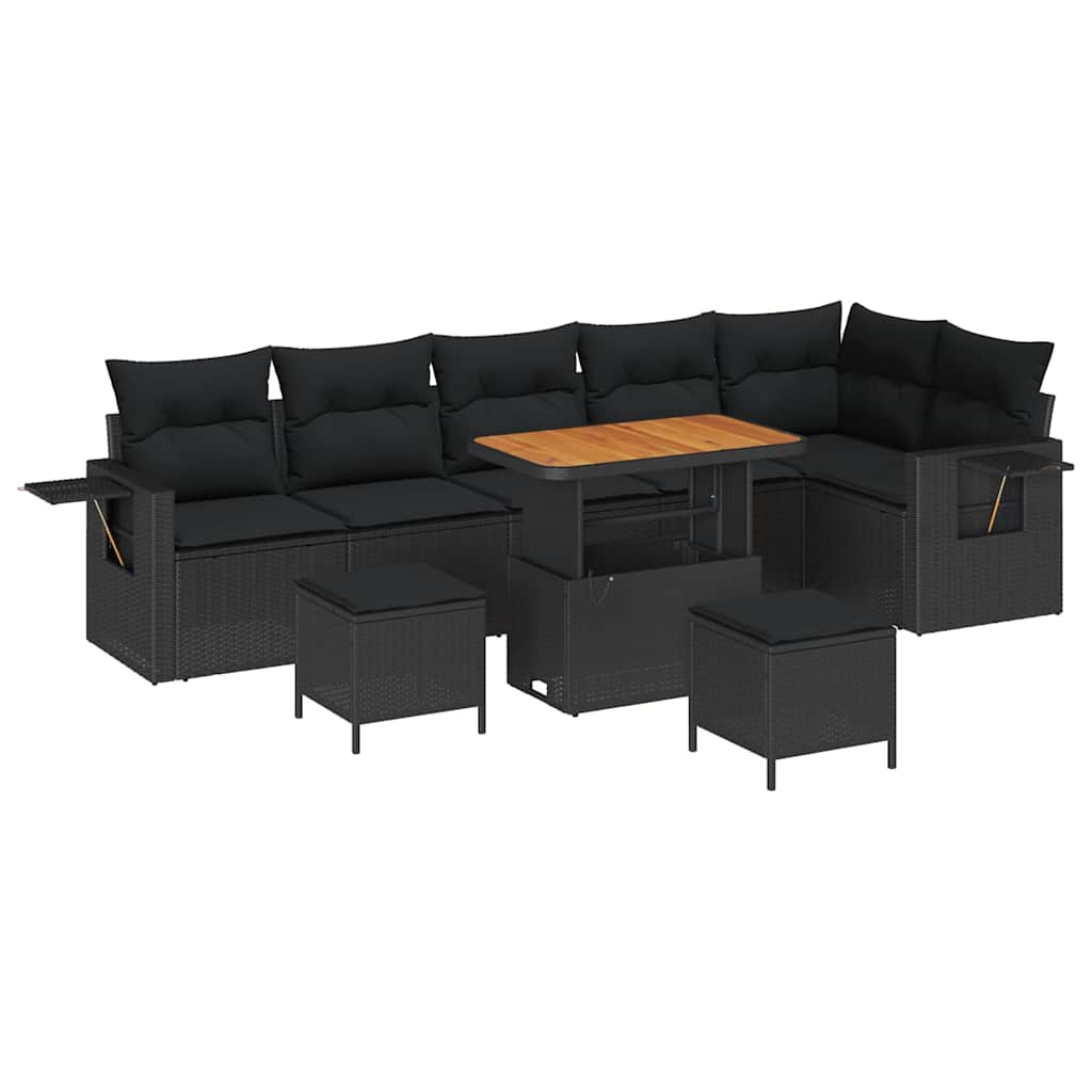 8721288418838_wbg-an-m_en_hd_5 vidaXL Garden Sofa Set Height-Adjustable 9 pcs Black Poly Rattan - Image 2