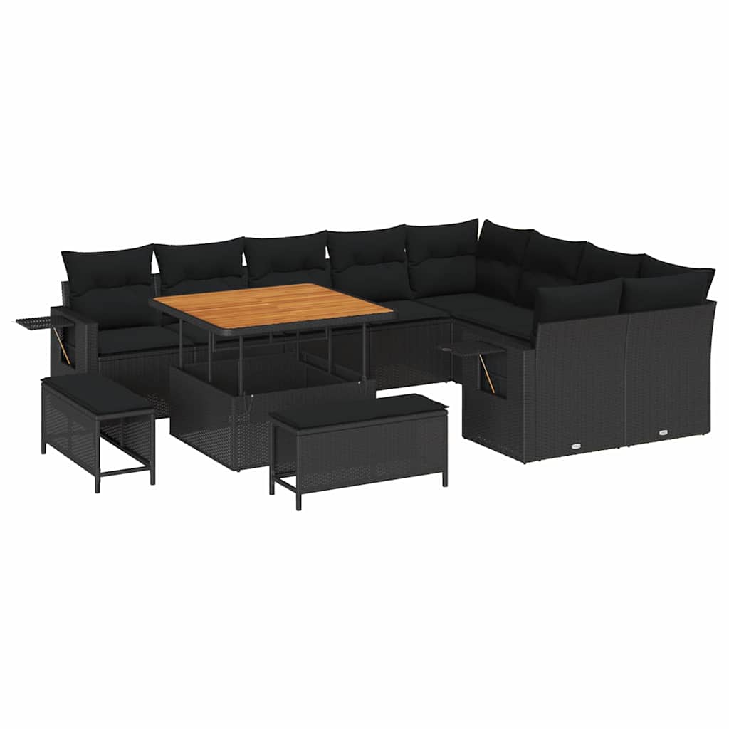 8721288418937_wbg-an-m_en_hd_5 vidaXL Garden Sofa Set Height-Adjustable 12 pcs Black Poly Rattan - Image 2