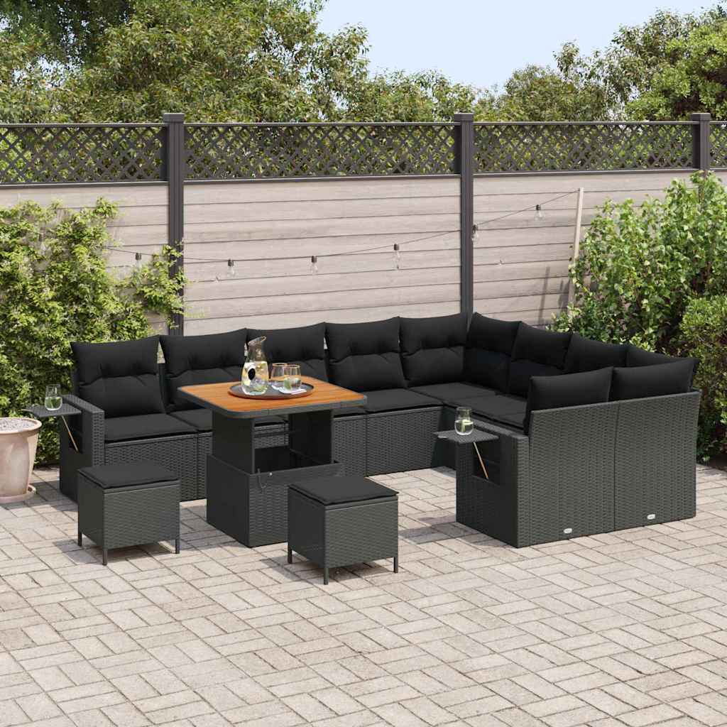 8721288418982_mo-im_en_hd_2 vidaXL Garden Sofa Set Height-Adjustable 12 pcs Black Poly Rattan - Image 3