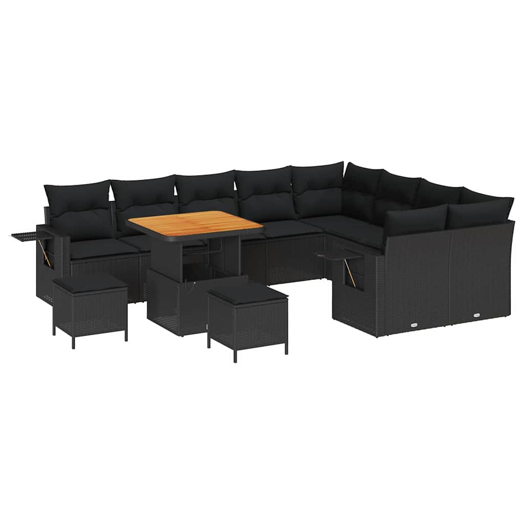 8721288418982_wbg-an-m_en_hd_5 vidaXL Garden Sofa Set Height-Adjustable 12 pcs Black Poly Rattan - Image 2