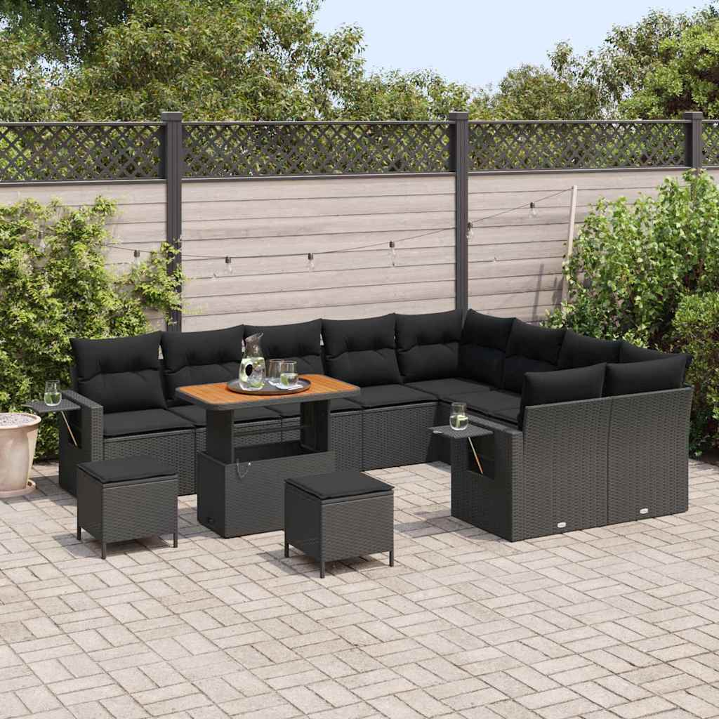 8721288419033_mo-im_en_hd_2 vidaXL Garden Sofa Set Height-Adjustable 12 pcs Black Poly Rattan - Image 3