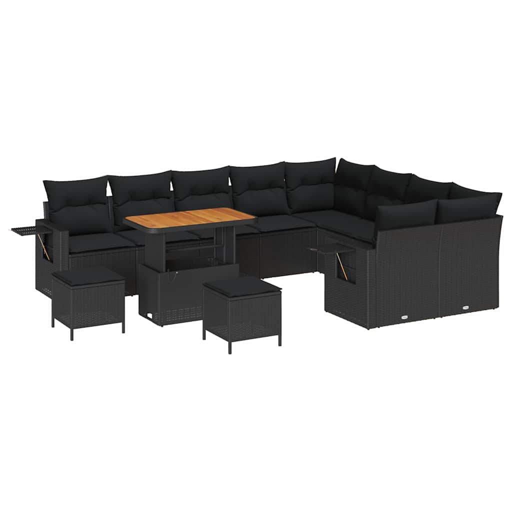 8721288419033_wbg-an-m_en_hd_5 vidaXL Garden Sofa Set Height-Adjustable 12 pcs Black Poly Rattan - Image 2