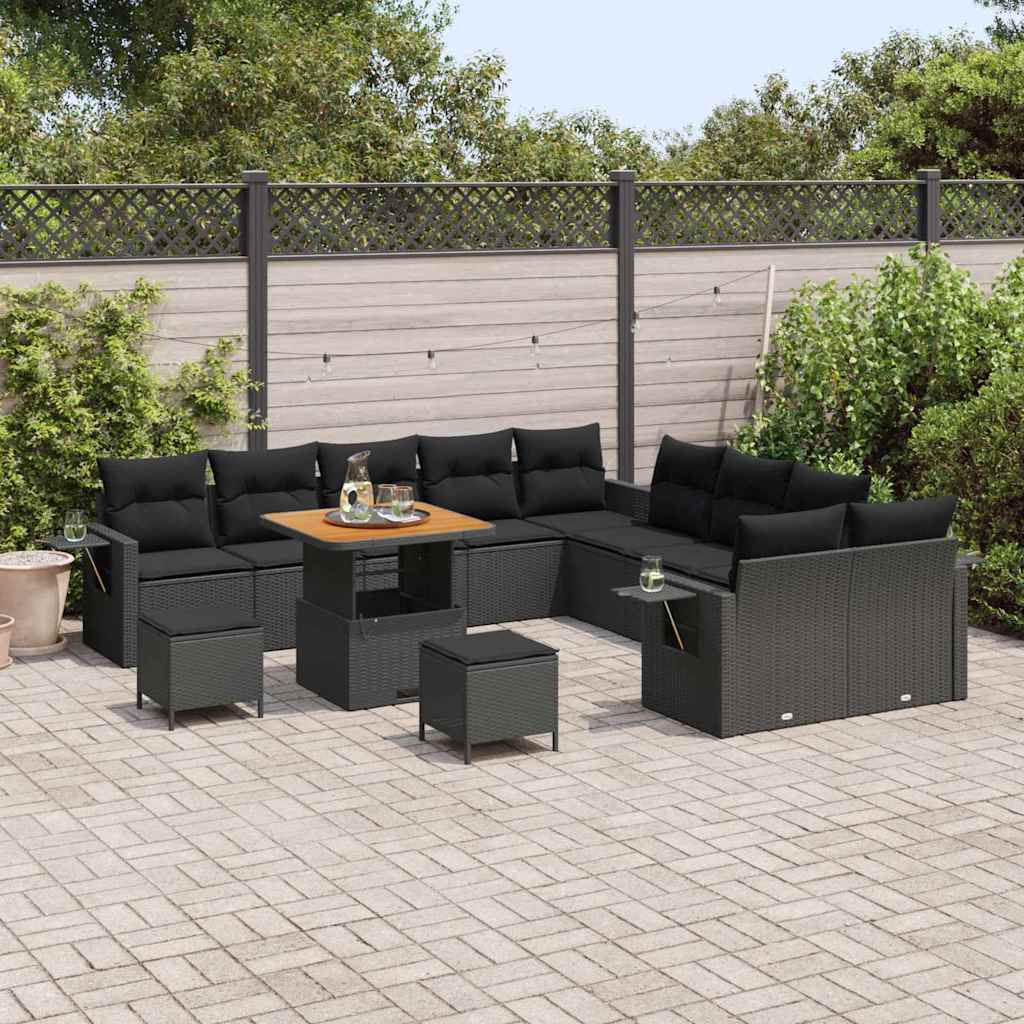 8721288419187_mo-im_en_hd_2 vidaXL Garden Sofa Set Height-Adjustable 13 pcs Black Poly Rattan - Image 3
