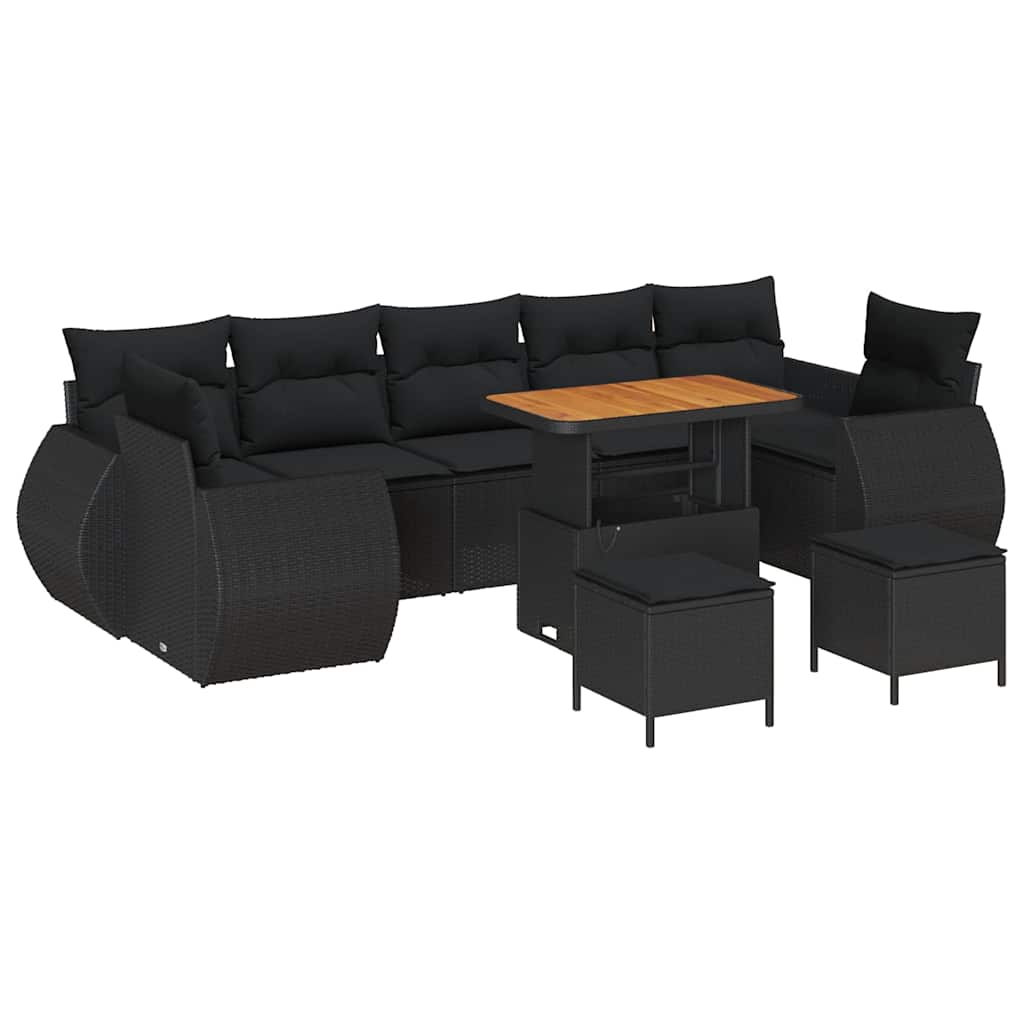 8721288419781_wbg-an-m_en_hd_4 vidaXL Garden Sofa Set Height-Adjustable 10 pcs Black Poly Rattan - Image 2