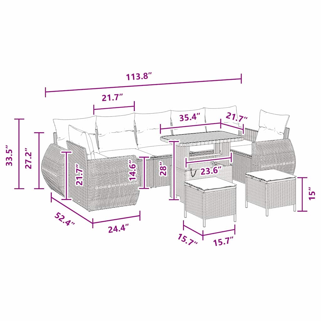8721288419781_wbg-siz_en_hd_4 vidaXL Garden Sofa Set Height-Adjustable 10 pcs Black Poly Rattan - Image 12