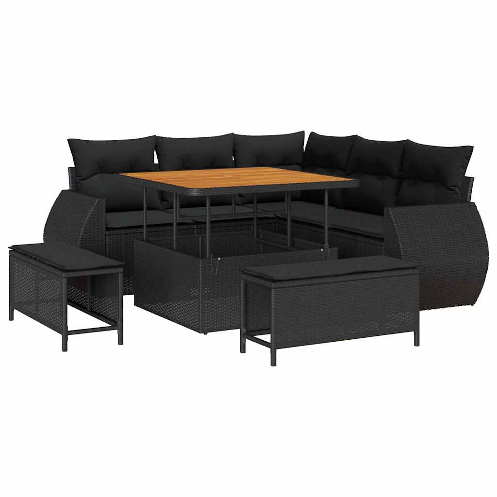 8721288419835_wbg-an-m_en_hd_5 vidaXL Garden Sofa Set Height-Adjustable 8 pcs Black Poly Rattan - Image 2