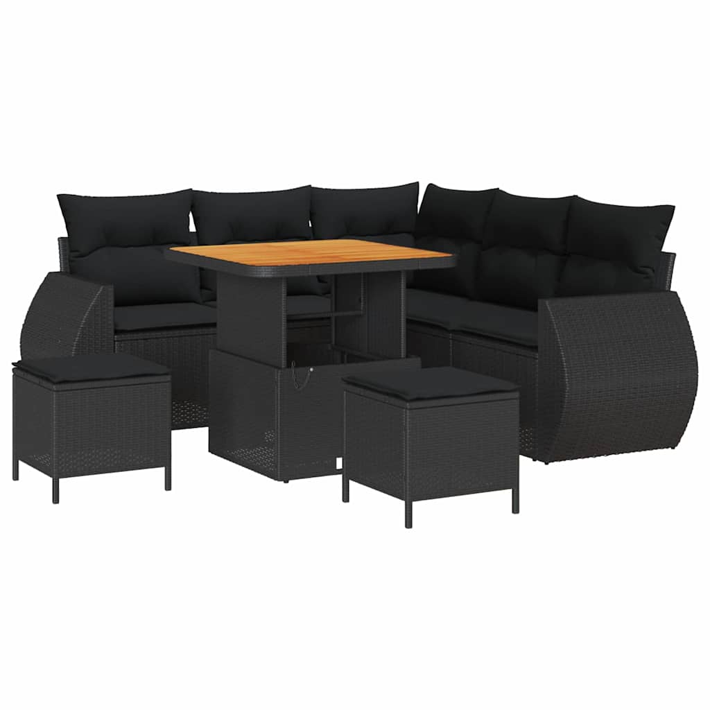 8721288419880_wbg-an-m_en_hd_5 vidaXL Garden Sofa Set Height-Adjustable 8 pcs Black Poly Rattan - Image 2