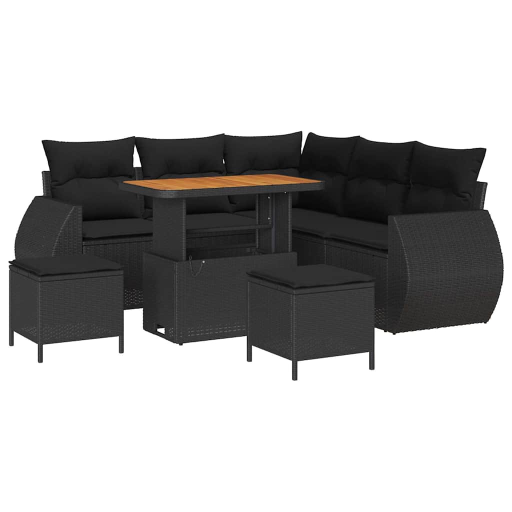 8721288419934_wbg-an-m_en_hd_5 vidaXL Garden Sofa Set Height-Adjustable 8 pcs Black Poly Rattan - Image 2